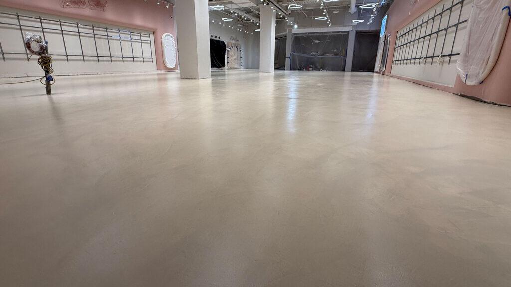 Seamless microcement floor finish installed in a Miami home by Eco Lux Concepts